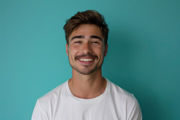 Fototapeta premium A close up portrait of a young man with a subtle smile