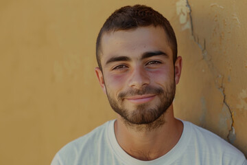 Fototapeta premium A close up portrait of a young man with a subtle smile