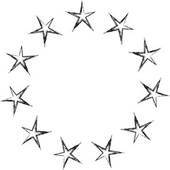 Hand drawn ink stars, icon, symbol, logo. Doodle sketchy brush style