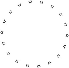 Hand drawn ink stars, icon, symbol, logo. Doodle sketchy brush style