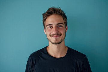 Obraz premium A close up portrait of a young man with a subtle smile