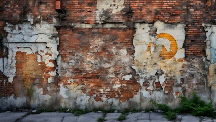 Naklejka premium A brick wall with a yellow circle on it