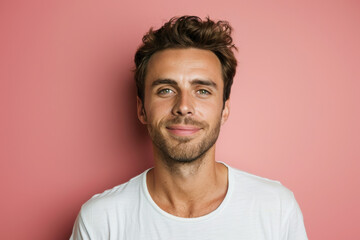 Fototapeta premium A close up portrait of a young man with a subtle smile