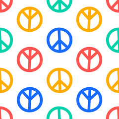 Obraz premium Seamless pattern with colorful peace symbols