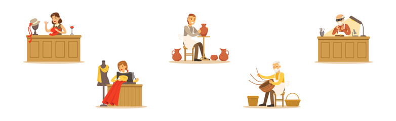 People Character of Creative Profession Enjoy Workshop Activity Vector Set