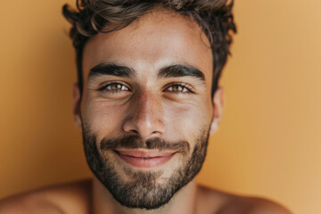 Obraz premium A close up portrait of a young man with a subtle smile