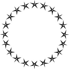 Hand drawn ink stars, icon, symbol, logo. Doodle sketchy brush style