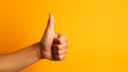 Thumb up gesture depicting positive customer feedback or positive product rating