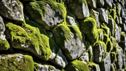 Obraz premium A wall covered in moss and rocks
