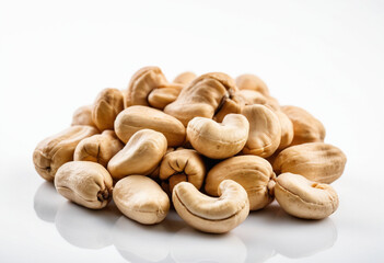 Cashew nut, isolated on a white background in commercial photography