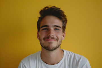 Obraz premium A close up portrait of a young man with a subtle smile