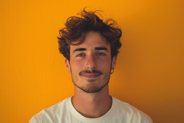 Fototapeta premium A close up portrait of a young man with a subtle smile