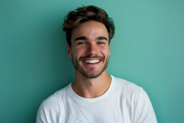 Fototapeta premium A close up portrait of a young man with a subtle smile