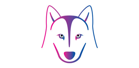 Hand Drawn Gradient Vintage Wolf Logo Vector Illustration.	