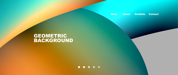 Web page design with geometric elements - circle and wave. Techno art concept. Vector Illustration For Wallpaper, Banner, Background, Card, Book Illustration, landing page