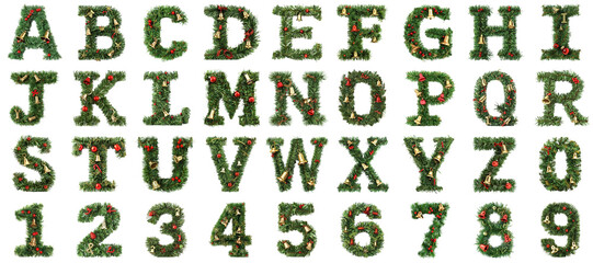 Christmas alphabet png transparent set no background for all purpose.