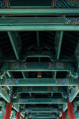 Ceiling of Woljeonggyo Bridge located in Gyo-dong from the Northern side, Gyeongju, South Korea. Portrait view.