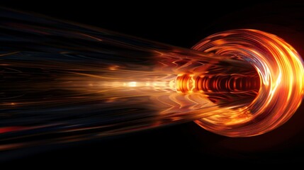 A hyperrealistic animation of a wormhole vortex pulsating with vibrant energy, transporting a spaceship through the depths of space,