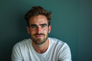 Obraz premium A close up portrait of a young man with a subtle smile