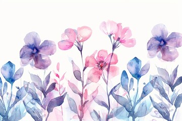 Watercolor illustration of flowers on white background