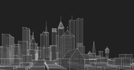  modern city panorama 3d illustration