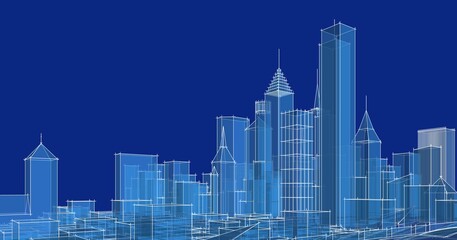 Obraz premium modern city panorama 3d illustration