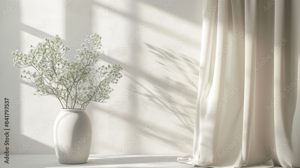 Poster A light gray background with natural light streaming through a window, creating a bright and airy feel for lifestyle photography.