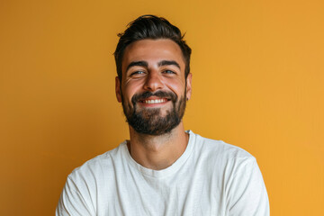 Obraz premium A close up portrait of a young man with a subtle smile