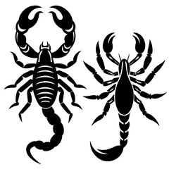  set of scorpion silhouettes logo icon vector illustration.