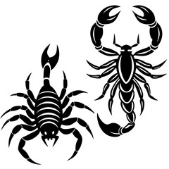  set of scorpion silhouettes logo icon vector illustration.