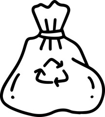 garbage bag trash can bin scraps draw doodle outline sketch set