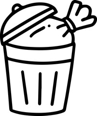 garbage bag trash can bin scraps draw doodle outline sketch set