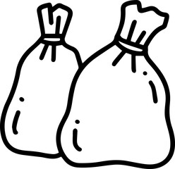 garbage bag trash can bin scraps draw doodle outline sketch set