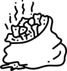 garbage bag trash can bin scraps draw doodle outline sketch set