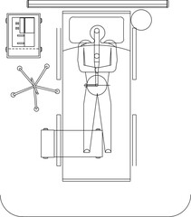 Vector silhouette illustration sketch of design of a gurney bed for sick patients