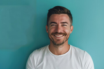 Obraz premium A close up portrait of a young man with a subtle smile