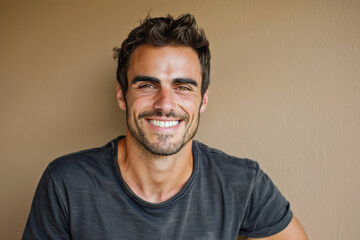 Obraz premium A close up portrait of a young man with a subtle smile