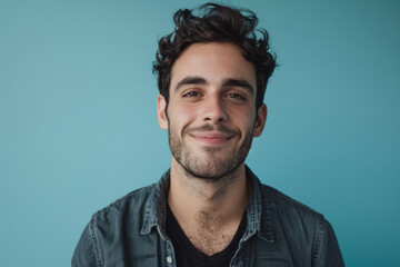 Fototapeta premium A close up portrait of a young man with a subtle smile