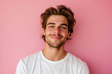 Fototapeta premium A close up portrait of a young man with a subtle smile