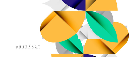 Minimal geometric elements on white. Petals, round triangles, star