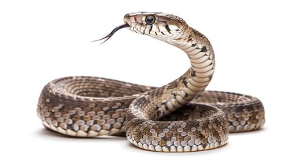Fototapeta premium Equatorial Spitting Cobra full body clearly photo on white background , 