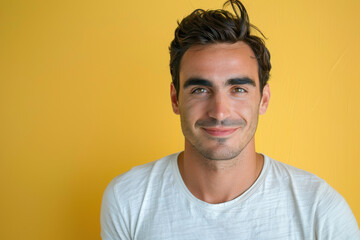 Obraz premium A close up portrait of a young man with a subtle smile