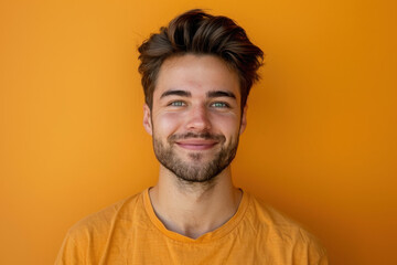 Obraz premium A close up portrait of a young man with a subtle smile