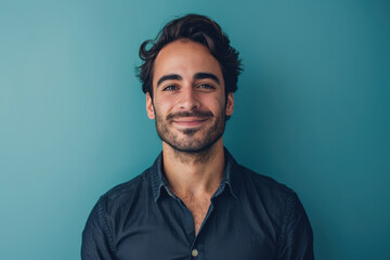 Fototapeta premium A close up portrait of a young man with a subtle smile