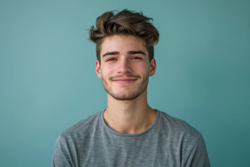 Fototapeta premium A close up portrait of a young man with a subtle smile