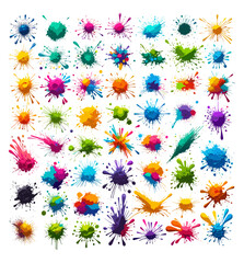 Obraz premium Color paint splatter. Spray paint blot element. Colorful ink stains mess.Colorful paint splatters. Watercolor spots in raw and paint splashes collection,Illustration drop splatter paint #2