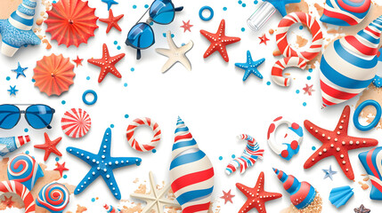 Obraz premium Festive Summer Patriotic Design with Nautical Elements