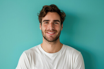 Fototapeta premium A close up portrait of a young man with a subtle smile