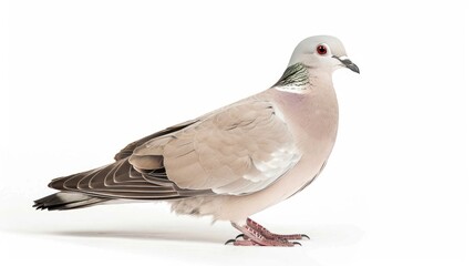 Eurasian Collared Dove full body clearly photo on white background , 