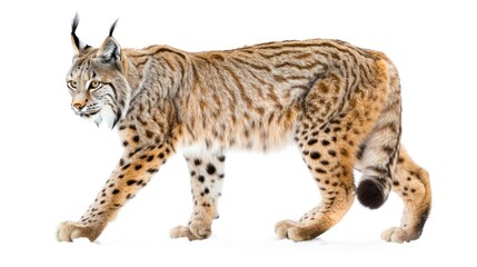 Obraz premium Eurasian Lynx full body clearly photo on white background ,